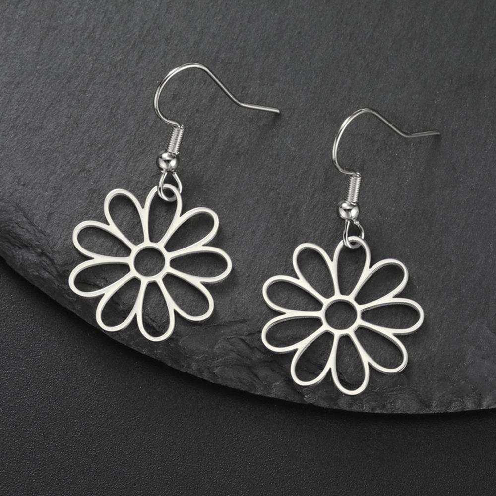 My Shape Flower Filigree Earrings for Women Girls Stainless Steel Drop Earring Hollow Flower Earrings Jewelry Girlfriends Gifts