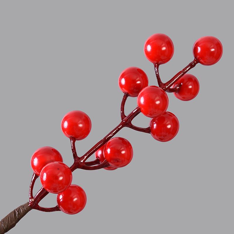 Simulation Fake Flower Three-Pronged Simulation Red Berry String, Christmas Holly Fruit Rich Fruit Diy Accessories