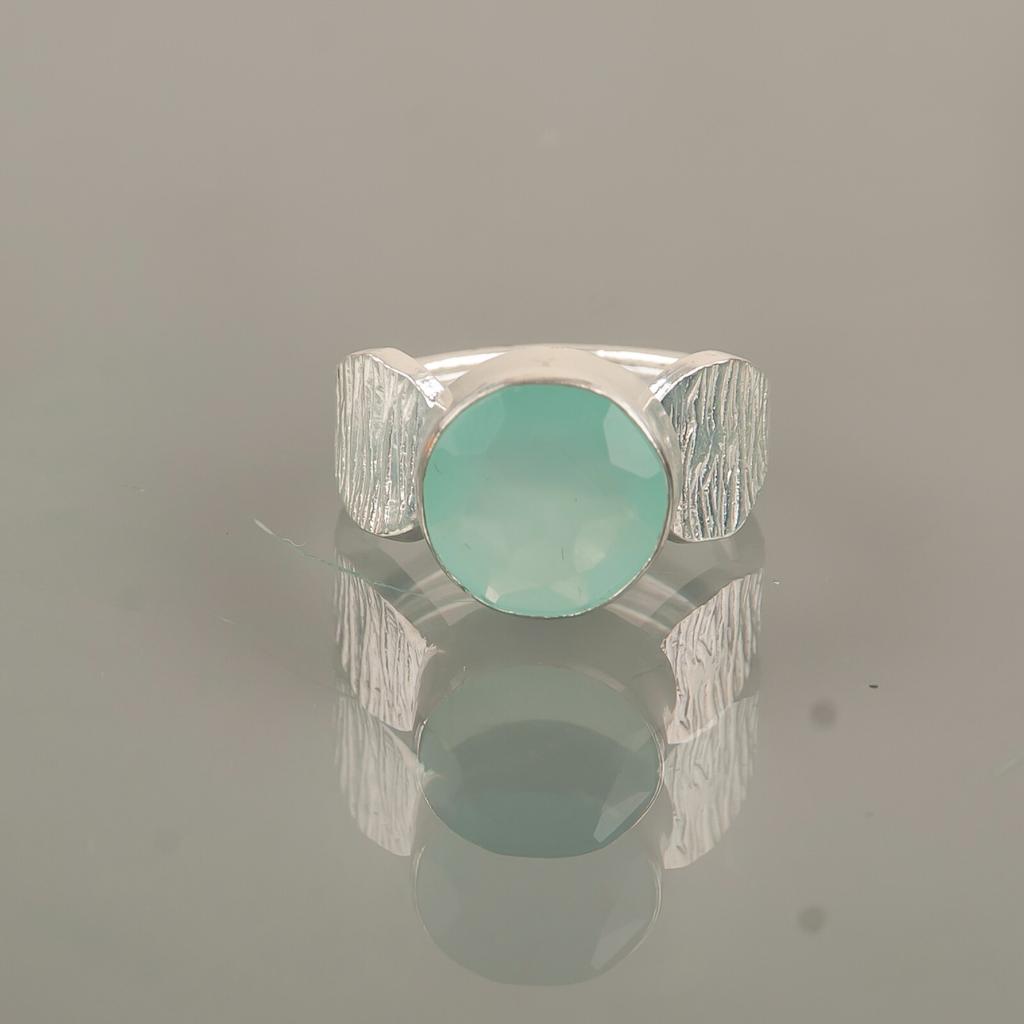 Aqua Chalcedony Gemstone 925 Sterling Silver Jewelry Ring For Mother's Day Gift RR-1-36