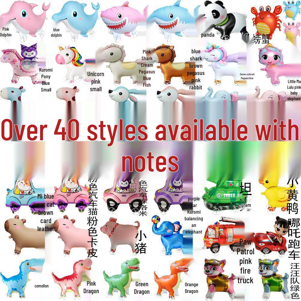 Roller Walking Animal Balloon with String Wheels, Self-Sealing Aluminum Foil Cartoon Balloon, Free Shipping.