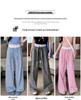 2025 Girls' Pink Plaid High-Waisted Loose Fit Yamamoto Pants: Retro Wide-Leg for Spring/Summer