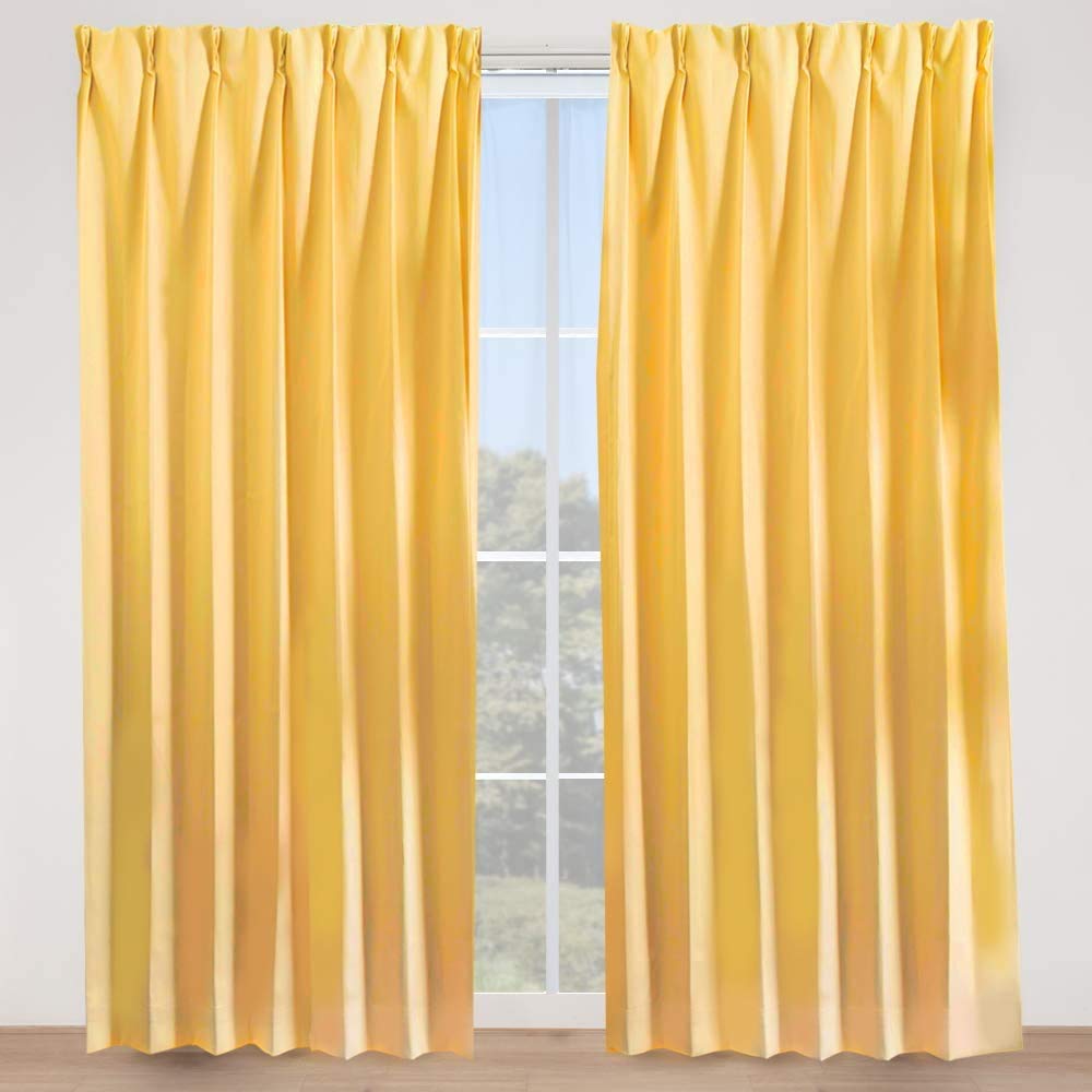 

IRIS PLAZA Level 1 178cm Set of UV Heat Machine for Living Room and 100cm Wide x 178cm Set of Yellow Curtains, Blackout, Long, 2, 85% Protection,