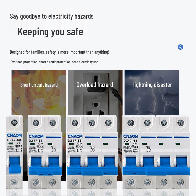 DZ47-63 Mini Circuit Breaker Air Switch, 1P/2P/3P/4P, Household Switch, 6A to 63A