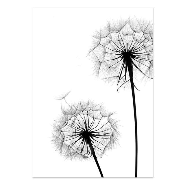 Black and White Canvas Art Painting Life Quote Nordic Posters and Prints Dandelion Poster Decoration Wall Pictures for Bedroom