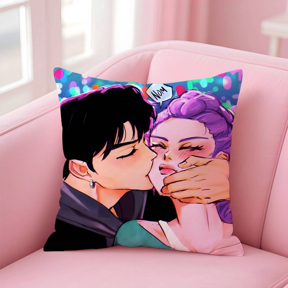 Saja Boys Kpops D-Demon H-Hunters Pillow Case Pattern Printed Pillowcase For Living Room Sofa Cushion Cover & Bedroom Decor