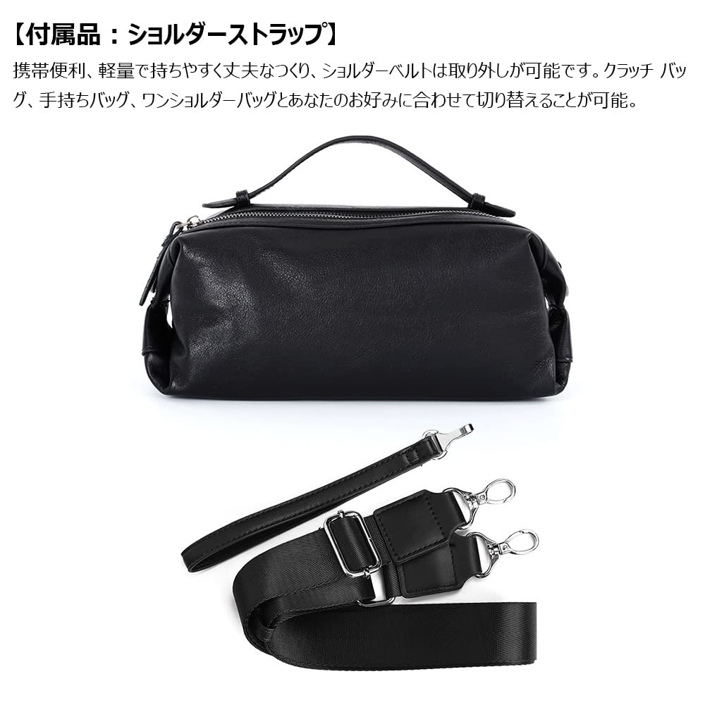 Tanned Natural Cowhide Leather Second Bag for Men Crossbody Chest Shoulder Bag with Shoulder Strap Genuine Leather Suitable for Formal and Ceremonial