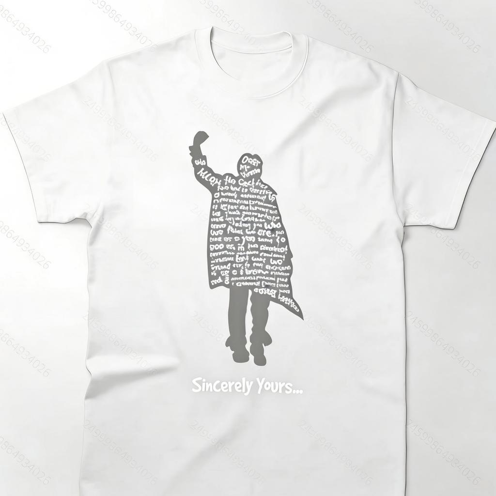 Breakfast Club Mens Classic TShirt with Sincerely Yours Formal Pattern Casual Everyday Casual Retro Top Oversized T Shirt