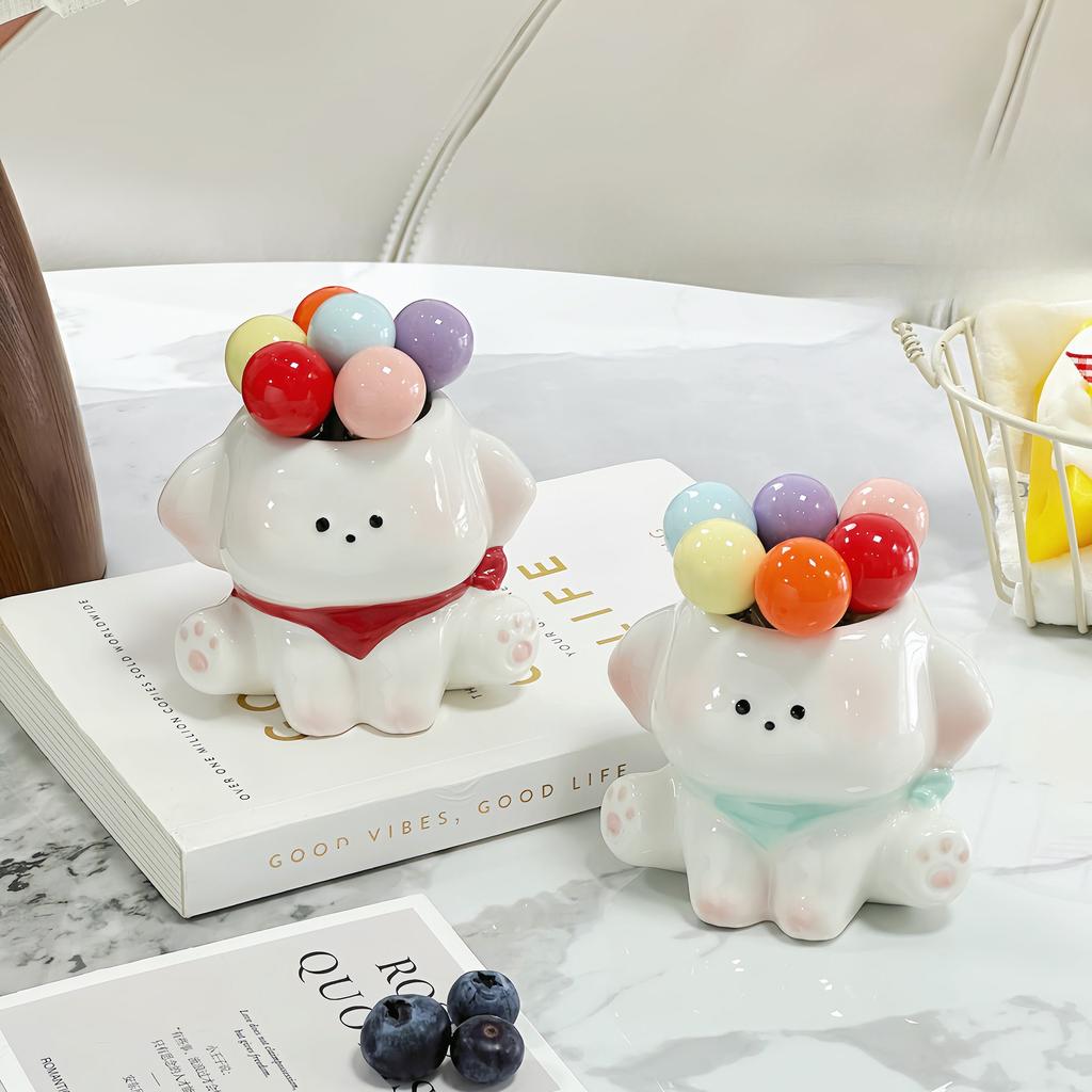 Cartoon Puppy Fruit Fork Colored Ball Stainless Steel Cute Dessert Fruit Fork Set Household Tableware Dinner Fork Kitchen Tools