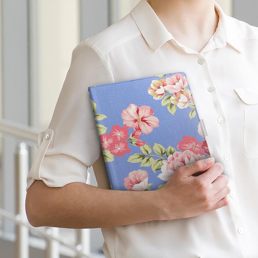 igcase Fire HD 8 released in Exclusive notebook direct pasting flower blue 004879 (8th generation, 2018) case, type, cover, type, illustration,