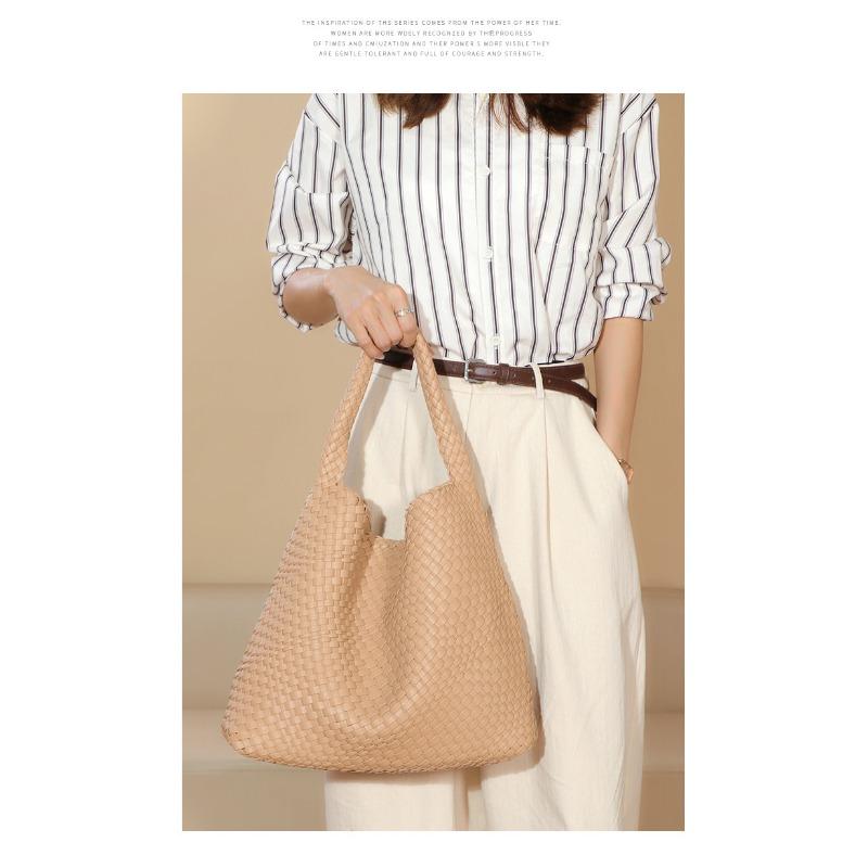 Borsa intrecciata a mano da donna, alla moda, casual, a mano, a tracolla, grande capacità, da ascella