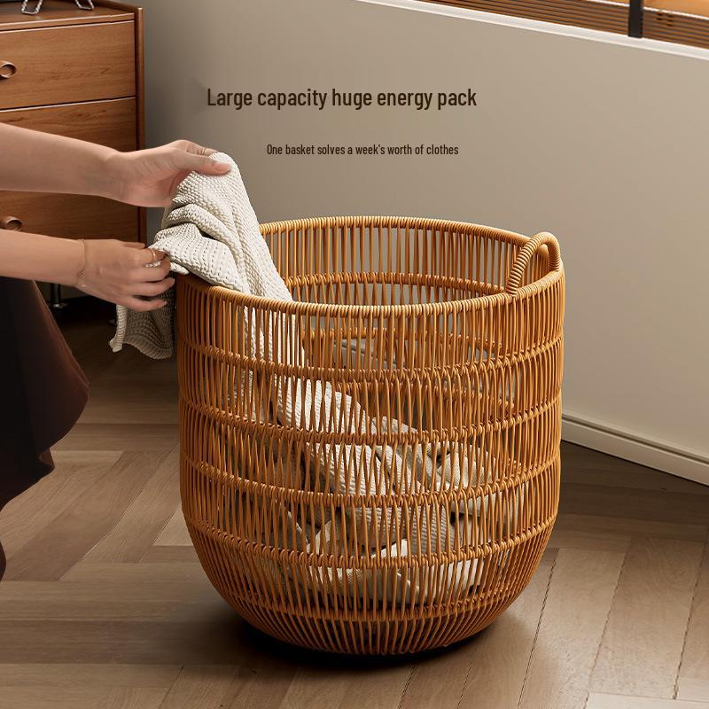 Waterproof Rattan-Style Large Laundry Hamper with Storage