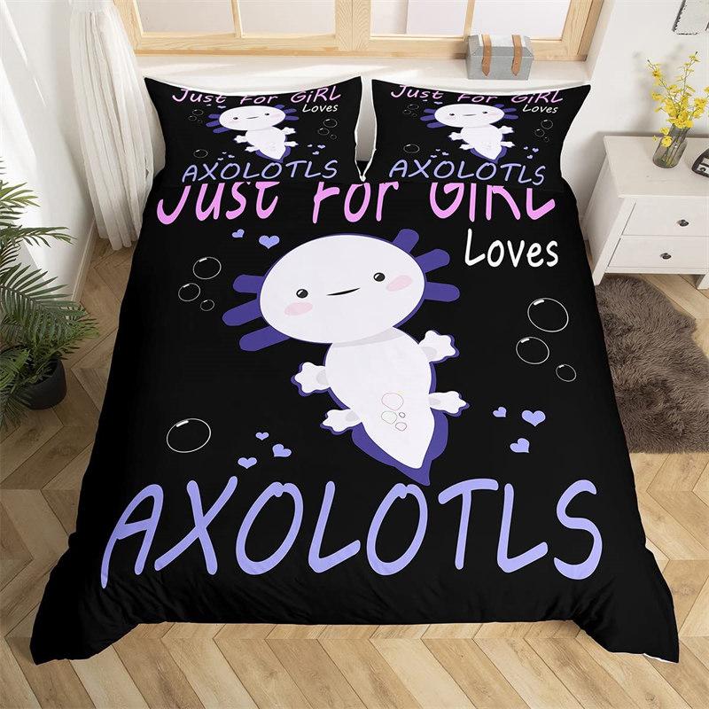 

Cartoon Axolotl Duvet Cover Full For Kids Boys Girls Toddlers Kawaii Axolotl Bedding Set Cute Sea Weed Coastal Comforter Cover EU single(135x200cm)
