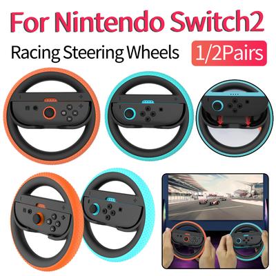 1/2Pairs For Nintendo Switch 2 Racing Steering Wheels with Silicone Pad L/R Handle Steering Wheel Game Controller Accessories