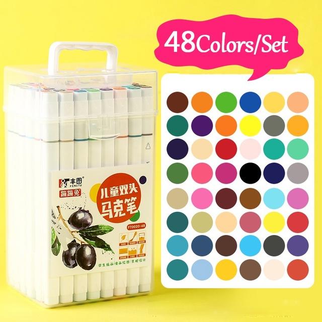 12/18/24/30/36/48/60/80 Colors Double Headed Oily Marker Set Alcohol Based Sketch Drawing Graffiti Art Marker For Manga School Art Supplies