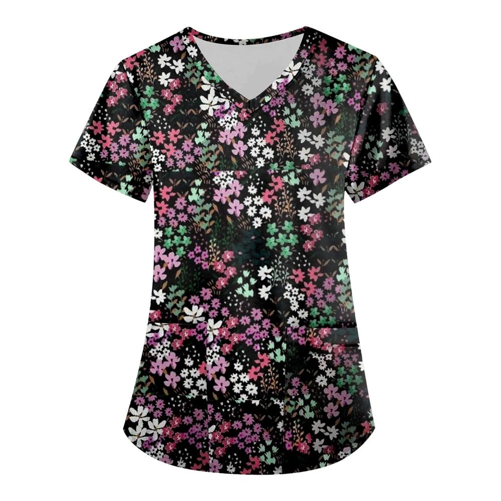 Summer Floral 3d Print Women's T-Shirt Casual Fashion V Neck Pullover Oversize Short Sleeve T-shirt Daily Tops Tees Size XXS-6XL