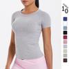 Women's Seamless Solid Color Short Sleeve Athletic Top for Yoga and Running