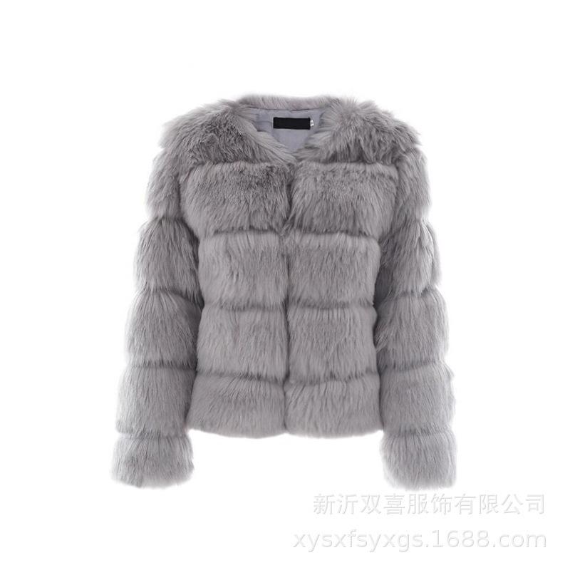 New Fashion Fox Hair Imitation Coat Women's Thermal Slim Coat