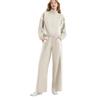Women's Zip‑Up Stand Collar Striped Side Wide Leg Pants 2‑Piece Tracksuit Set