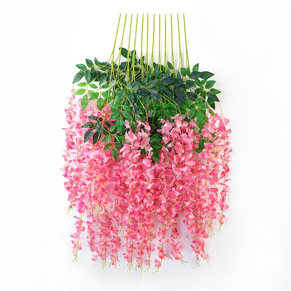 Wedding Decor Ceiling Decoration Vine Artificial Silk Fake Flower Garland Vine Wisteria Leaf Hanging Simulation Wisteria Flowers