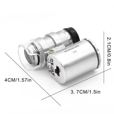 Mini 60x Microscope (with LED Light) HD Magnifier Handheld Portable Mini Magnifier Banknote Examining Identification Pocket Jewe