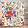 Floral Shower Curtain Blue Purple Pink Watercolour Flowers Plant Modern Minimalist Polyester Bathroom Decor Bath Curtains Set