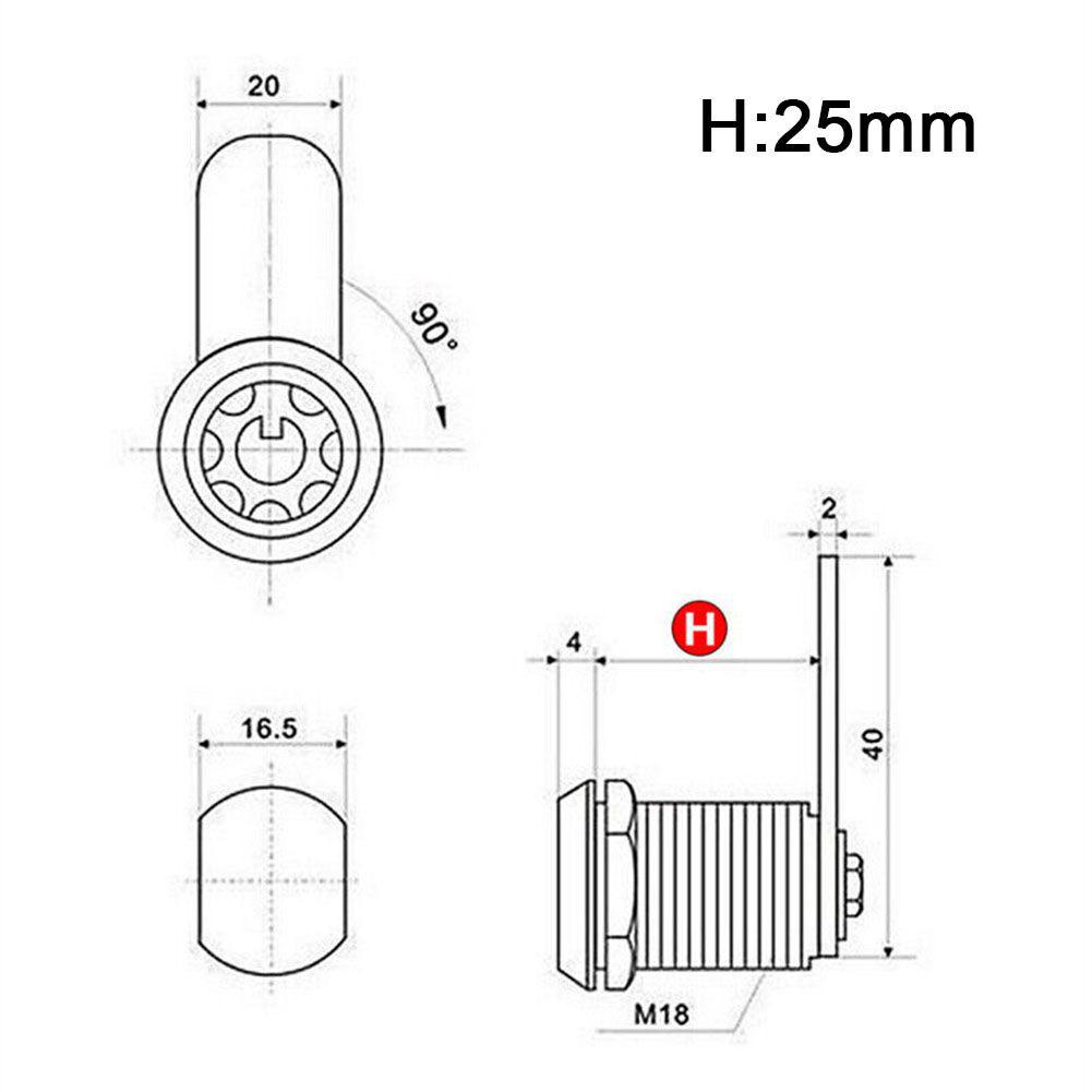 Cam Lock Drawer Cabinet Mail Box Lock 16-30mm Drawer Lock Zinc Alloy Cupboard Tongue Lock With 2 Key Furniture Hardware