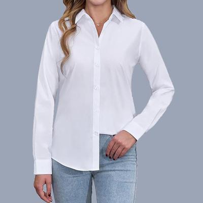 Dámská móda Business halenka knoflík plus size kancelářská dáma polo límeček košile dlouhý rukáv oblečení top
