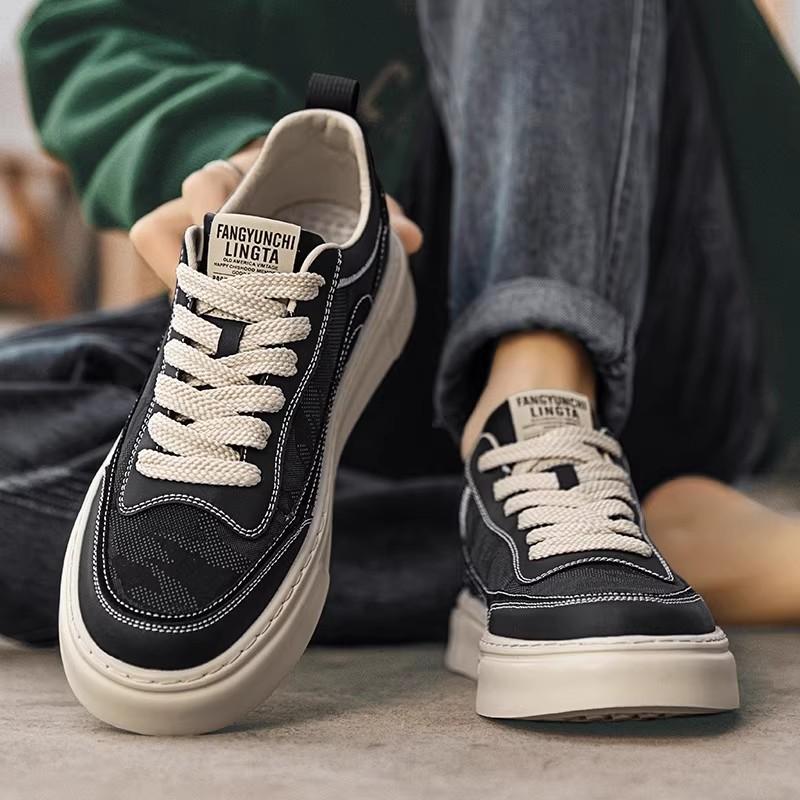 Canvas autumn breathable black cloth shoes camouflage board shoes heightening soft sole casual sports trendy shoes