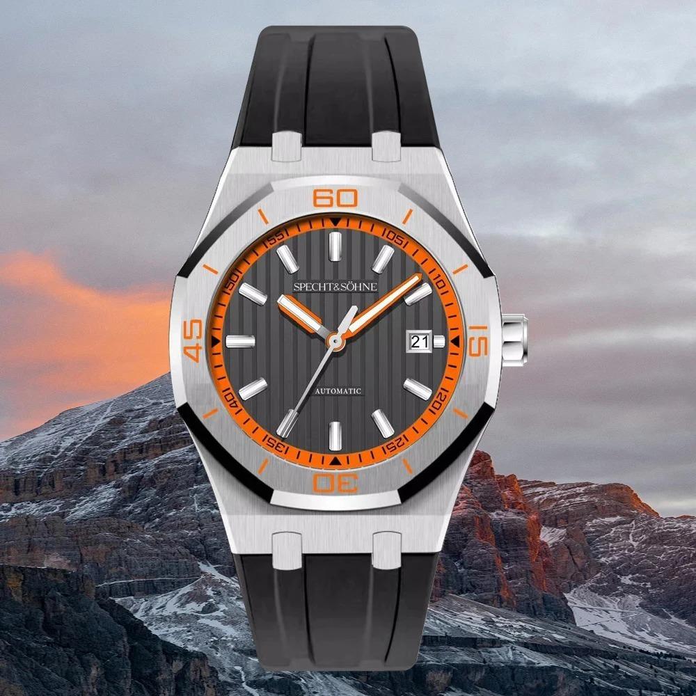 

Specht & Sohne Нові 40-міліметрові чоловічі автоматичні механічні годинники, чоловічі розкішні годинники з нержавіючої сталі, гума Relogio Masculino, водонепроникні Japan-8215-Movt