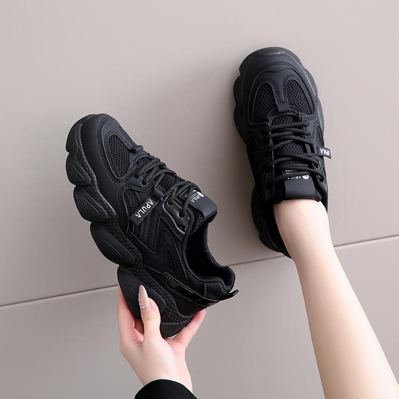 Kokosnuss Frühling und Sommer neue Sportschuhe weiche Sohle Laufen leicht Freizeit alles schwarze Schuhe