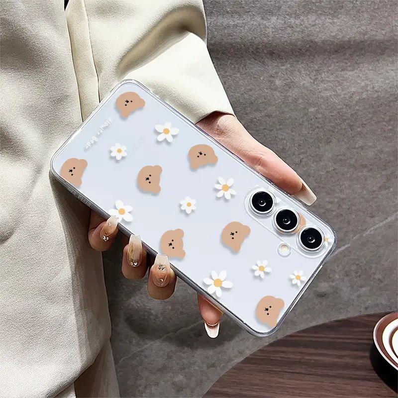 Special for Soft Cute Bear Daisy Samsung S26edge Mobile Phone Case GalaxyS25 Anti-drop Transparent Protective Case