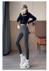 Women's High-Waist Zipper Tummy Control Pants with Shark Skin Texture - Autumn/Winter Velvet Bodycon Base Layer