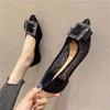 Sandals women's 2025 new comfortable and breathable flat-bottomed pointed single shoes summer mesh lace versatile black work shoes