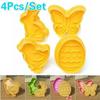 4Pc / Set Easter Egg Rabbit Chick Butterfly Plastic Plunger Fondant Cookie Cutter Set Mold Biscuit Decor Baking ToolsSet