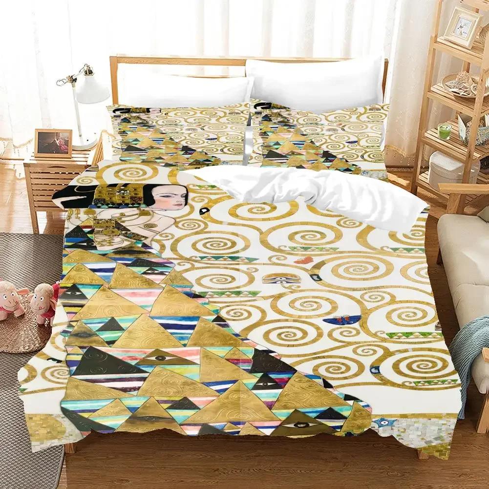 2/3 Pieces Angel Oil Painting Bedding Set Ancient Art Duvet Cover Cartoon Warm Bed Quilt Cover Kids Bedroom Bed Cover Set Green