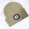 Women Autumn Winter Knitting Hat Solid Color Brimless Hat with LED Light Warm Windproof Elastic Beanie Hat