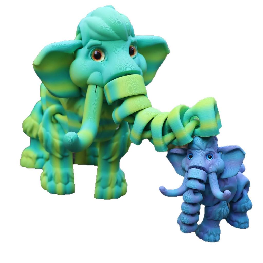3D Printed Movable Mammoth Elephant Model – Creative Desktop Toy Ornament