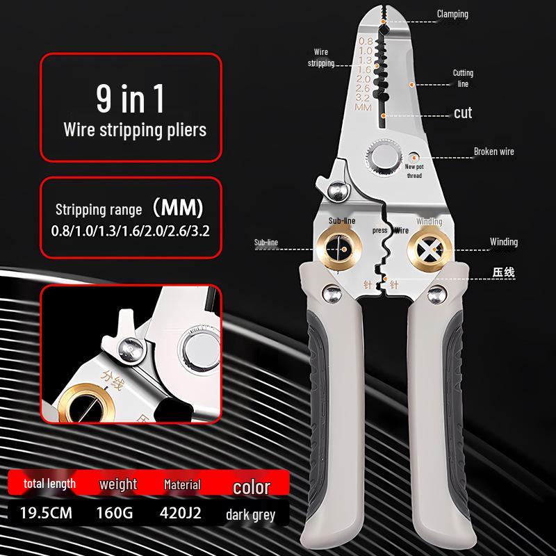 Stainless Steel Multifunction Electrician Wire Stripper and Crimping Pliers