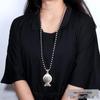 Ethnic Style Good Luck Flower Necklace with Tibetan Silver Longevity Lock Pendant