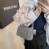 IELGY Small Square Bag Retro Rhinestone Denim Bag Shoulder Messenger Pillow Bag