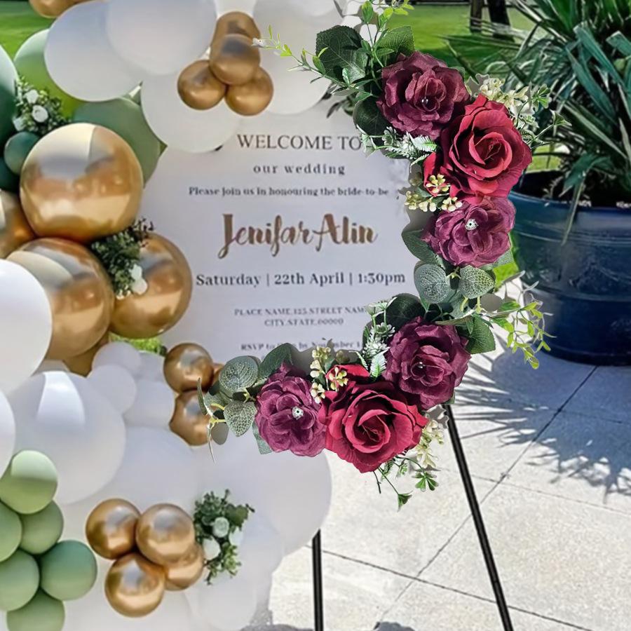 2 Adet Dış Mekan Yapay Gül Çok Renkli Sandalye Arkası Çiçek Kemer Köşe Çiçeği