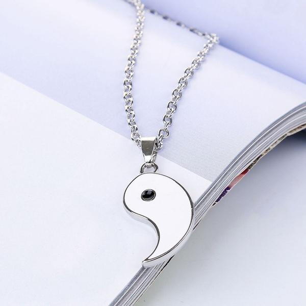 Exquisite Yin Yang Tai Chi Puzzle Couple Pendant Romantic Anniversary Gift Valentines Day Jewelry Necklace Set