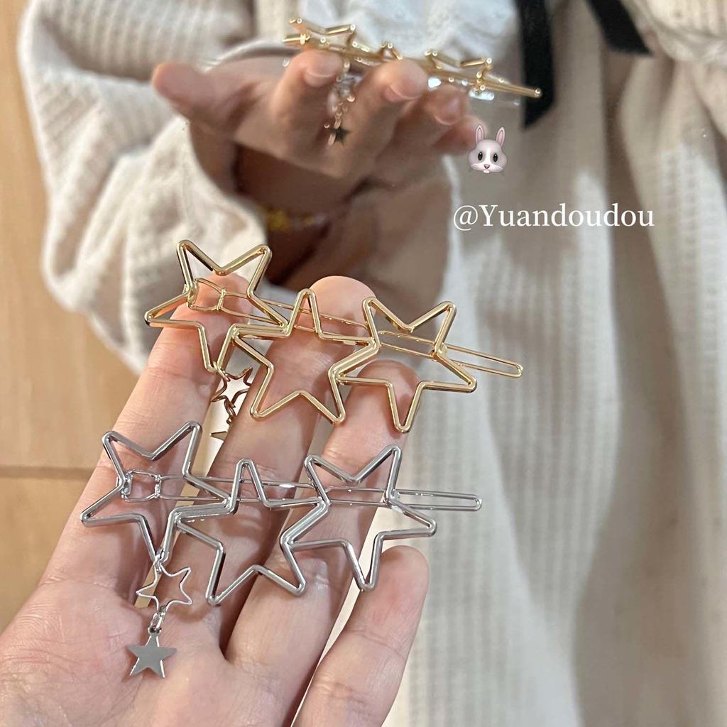 Y2K Five-Pointed Star Metal Hairpin - Sweet & Spicy Subculture Design for Women