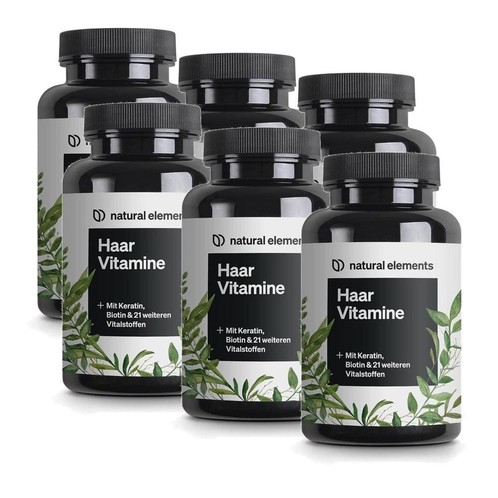 Natural Elements Hair Vitamins Keratin Biotin Selenium Zinc Capsules 6 pcs (180 Tablets)