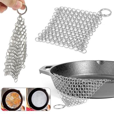 Stainless Steel Cast Iron Cleaner Chainmail Scrubber Home Cookware Kitchen Tool