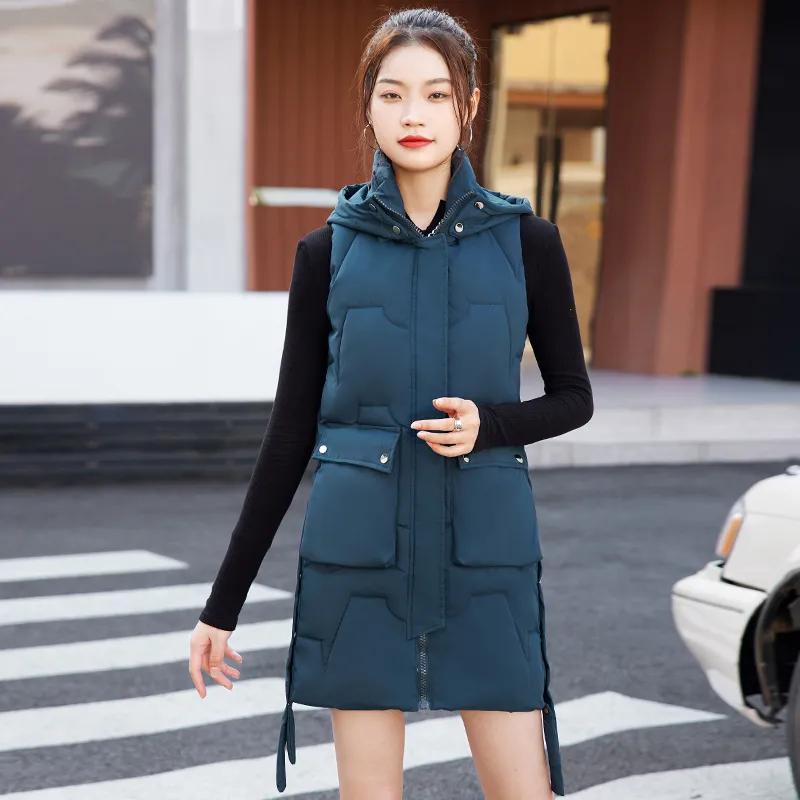 Baumwollweste Damen Mittellange Modelle Vielseitige Oberbekleidung Herbst und Winter Verdicktes Unterhemd Verdickte Pferdejacke Übergröße