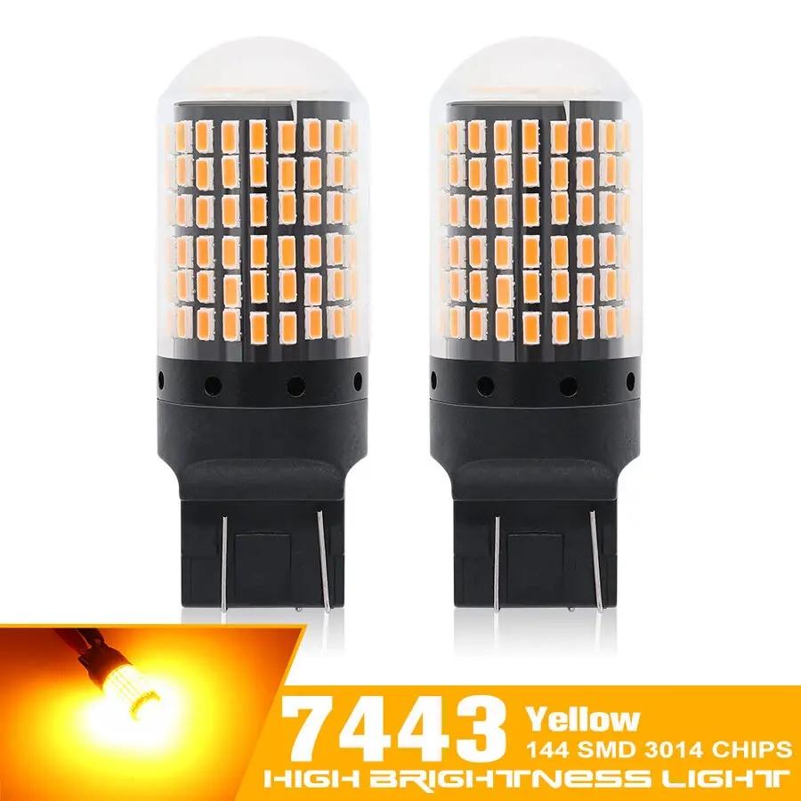 T20 7443 W21/5W 144SMD Amber LED Canbus Turn Signal Indicator Light Bulbs 12V,2pcs.