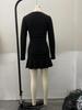 Autumn Slimming French V-Neck Black Bodycon Dress for Women