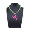 Simple and Fashionable Summer Fresh Ocean Wind Colorful Handmade Beaded Alloy Lobster Pendant Female Versatile Necklace