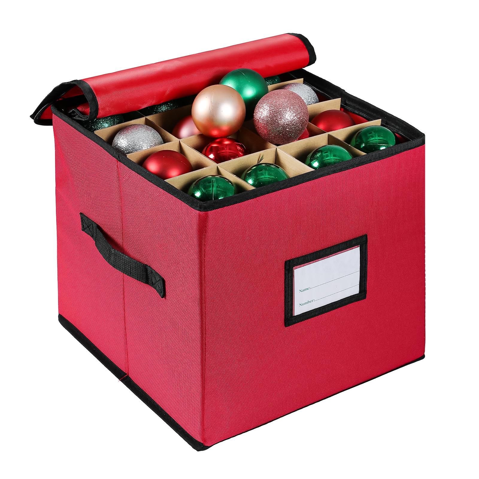 

Adjustable 64-Grid Oxford Cloth Christmas Ornament Storage Box 30x30x30 cm
